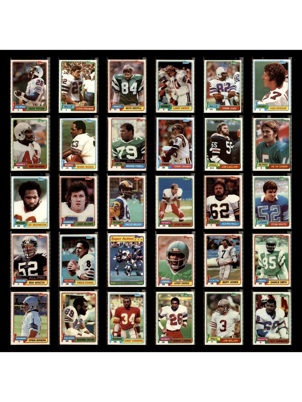 1981 Topps NM-Mint Collection NFL Lot 30 Football Cards Jack Tatum